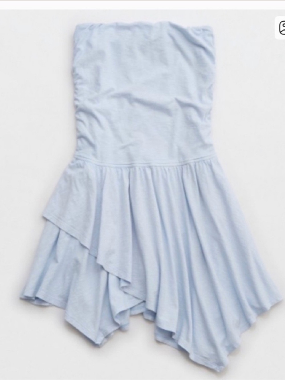 aerie strapless handkerchief mini dress blue